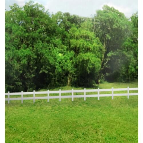 Lawn Green Trees Fence Photography Backdrops Photo Props Studio Background 5x7ft
