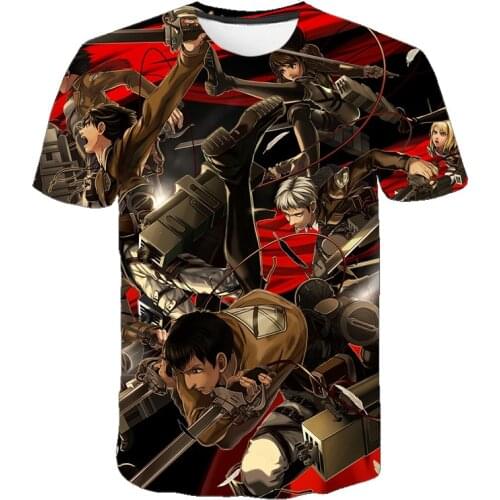 New Boys and Girls 3D T-Shirt Attack on Titan Theme Top Fashion Cartoon Anime Tee Cool Style Street Hip Hop Casual Short Sleeve