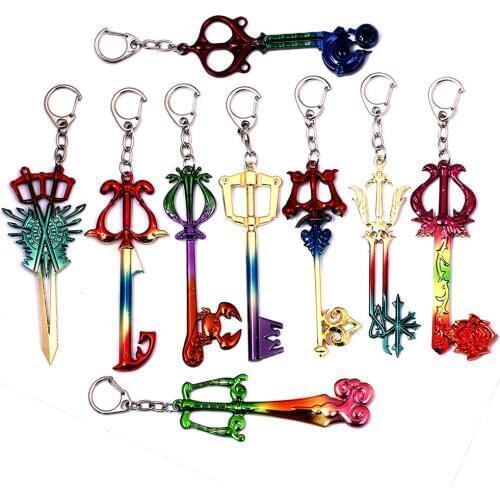 Game Kingdom Hearts Colorful Metal Sora Keyblade Pendant Sword Key Chain For Women Men Key Holder Men Jewelry llaveros brelok