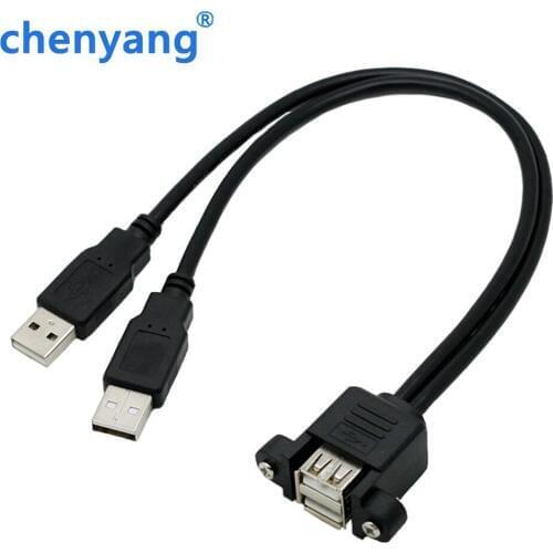 Siamese dual-port USB 2.0 extension cable with screw holes can be fixed with ear USB extension cable wire bezel 30cm/50cm