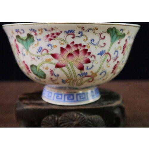 Chinese old porcelain Pastel Patterned Lotus pattern Bowls Chinese meal bowl