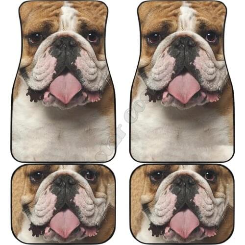 Bulldog Car Floor Mats Funny Dog Face 3D Printed Pattern Mats Fit for Most Car Anti Slip Cheap Colorful
