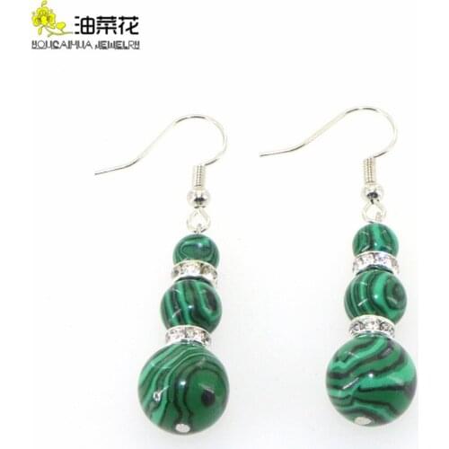 Fashion Bohemia Natural Stone Jade Round Bead Earrings 6/8/10mm Earring Accessories Woman Girl Wedding Christmas Gift Jewelry