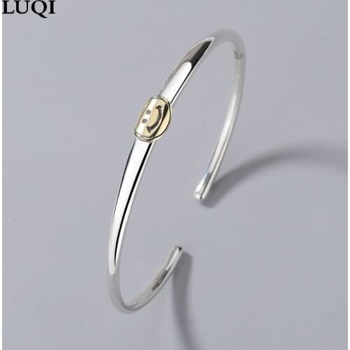 Fashion Womens S925 Silver Platinum Plated Smiley Face Personality OL Style Bracelets SH015