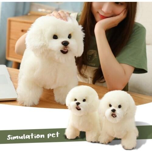 New Plush Standing Toys Dogs Poodle High Simulation Animal Model For Christmas Children Gift Doll Stuffed Lovely Toy Decoration