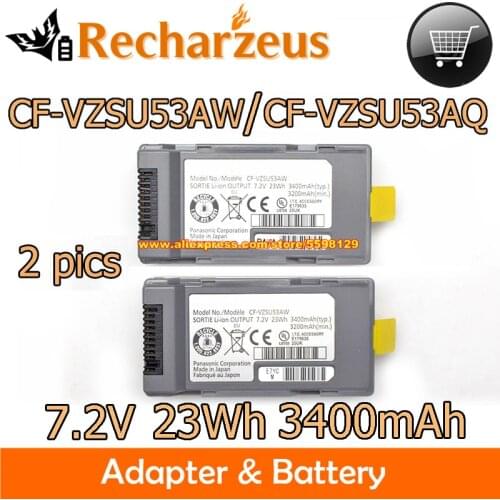 2 Pieces Genuine CF-VZSU53AW CF-VZSU53 Laptop Battery For Panasonic CF-VZSU53AQ 3400mAh 23WH For TOUGHBOOK CF-H1 CF-H2 CF-U1