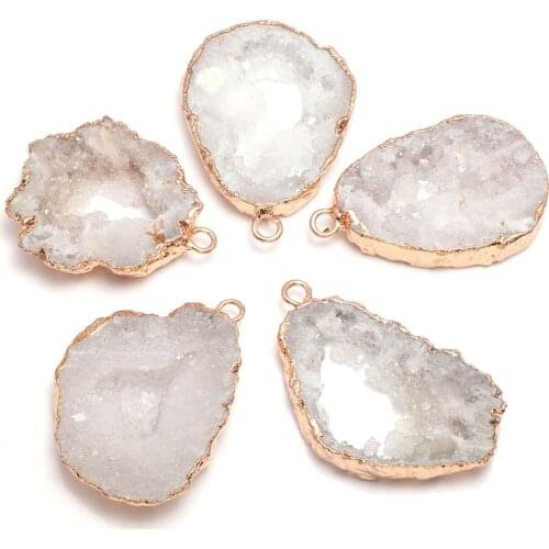 Natural Agates Stone Pendants Irregular Druzy Geode Agates Stone Charms for Jewelry Making Necklace Bracelet Gift