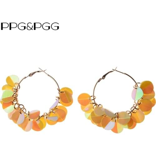 PPG&PGG Gorgeous Brand Shiny Beads Pendant Statement Earrings Boho Jewelry Wholesale Charm Sector Dangle Drop Earrings For Women