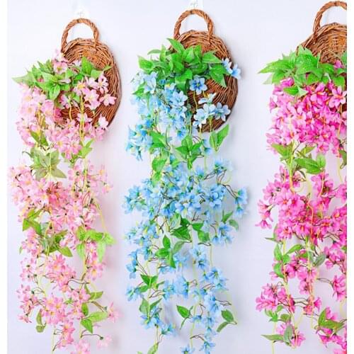 1Pc Garden Simulation Flower Vivid Home Decoration Portable Wall Hanging Basket Artificial Winter Jasmine for Garden