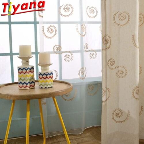Yellow Luxury GEOMETRIC Embroidery Curtains for Living Room Modern Linen S Shape Blackout Window Drapes for Bedroom #VT