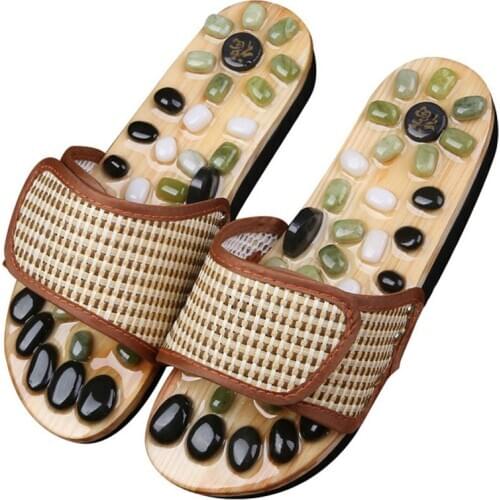 Summer Home Bathroom Slippers Foot Massage Shoes Lovers Pebble Foot Massage Anti Skid Indoor Sandals Jade Stones Magnet Theorapy