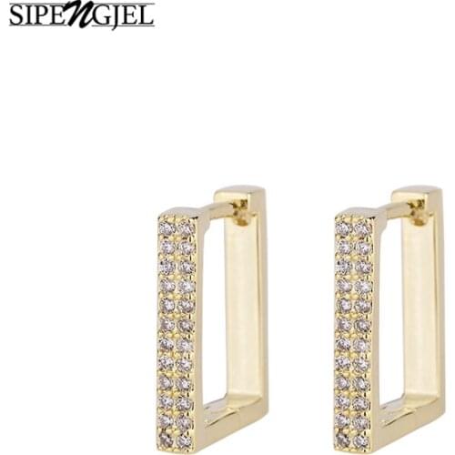 SIPENGJEL Fashion Cubic Zircon Geometric Earrings Cute Simple Korean Style Earrings For Women Jewelry 2021