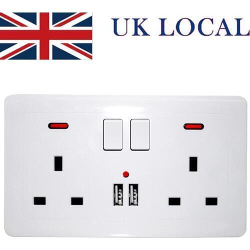 146UK2U British standard USB socket socket home smart dual USB13A British regulatory switch panel multifunctional wall socket