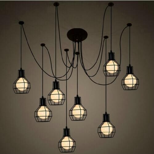 Modern big Spider Industrial black vintage pendant Lamp Loft led 10 heads E27 hanging lights for living room restaurants kitchen