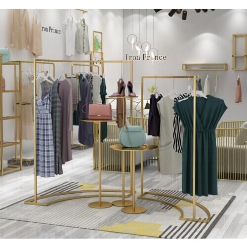 Clothing store display rack Zhongdao gold womens clothing rack simple shelf display rack floor display rack flow table