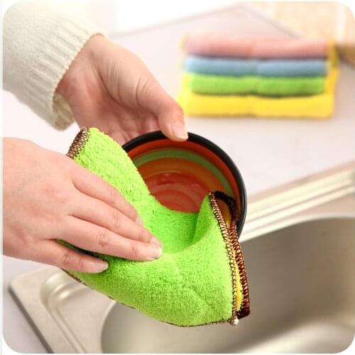 Super Absorbent Kitchen Towels Soft Microfiber Cleaning Cloths Non-stick Oil Dish Cloth Rags For Kitchen Household Dish Towel