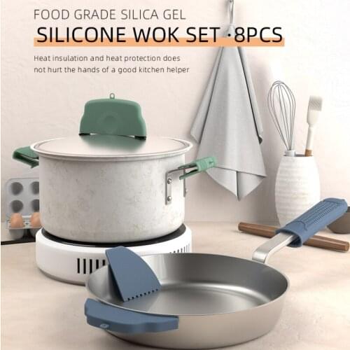 Thick Silicone Heat Resistant Cover Anti-skid Lid Holding Pot Handle Grip Cookware Protective Cover Kitchen Accessories Cocina