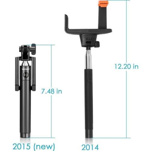 Neewer U-Shape Mini Universal Selfie Monopod Extendable Selfie Stick with Built-in Bluetooth Remote Shutter for iPhone/Android