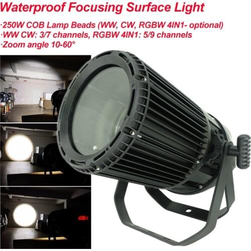 250W Waterproof Focusing Surface Light Warm White Cool White RGBW Wedding Par Light LED Stage Lights DJ Party Christmas Lights