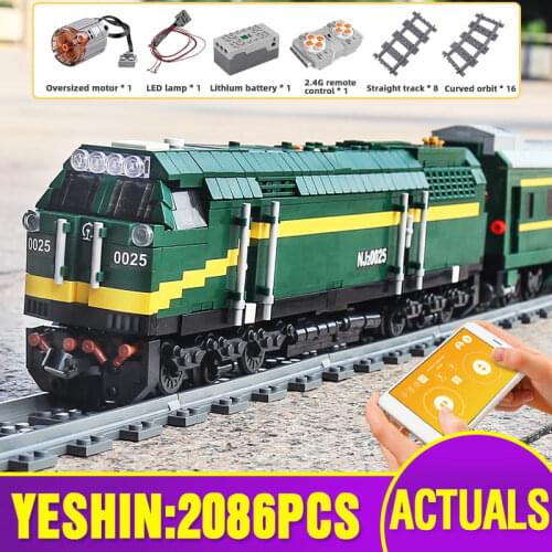 1:8 High-Tech Car Toys The Motorized NJ2 Diesel Locomotives Train Model Building Blocks Bricks Assembly Part Kids Christmas Gift