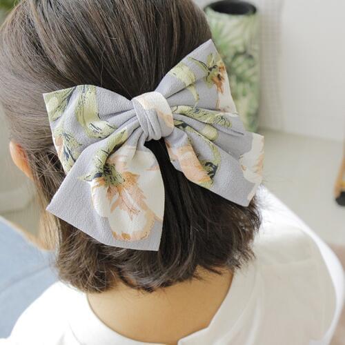 Big Large Chiffon Print Hairpins Beautiful Girls Large Bow Barrettes Fashion Solid Hair Clips Women Hair Accessories Headwear