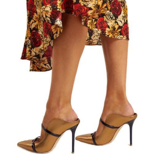 Sestito 2019 New Hot Women Pointed Toe Slip-on Summer Sandals Ladies Mixed Color Slides Women PU Leather Slingback Dress Shoes