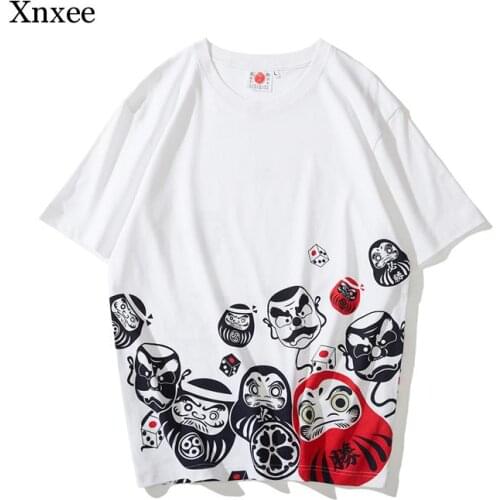 Mascot Damo Egg Print Tshirts Japanese Streetwear Style Mens Short Sleeve T-Shirts Hip Hop Sure To Win Tees Plus Size Clothing