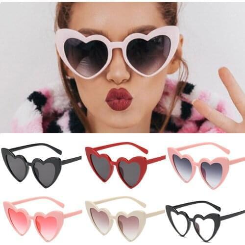 Women Retro Fashion Heart-shaped Shades Sunglasses Integrated UV Glasses Metal Frame Glasses Brand Classic Sunglasses