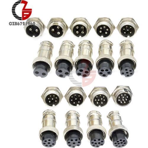 1Pair GX16 2/3/4/5/6/7/8/9/10Pin 16MM Male Female Aviation Connector Plug Screw Panel Adapter Mount 125V 3A 5A 7A