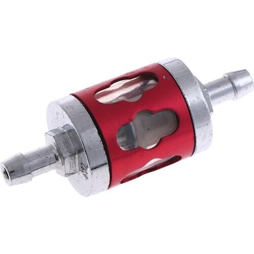 1pc Red Motorcycle Gas Fuel Filter Fits 8mm 1/4'' Inline Universal Hose Filters Engine Accessories