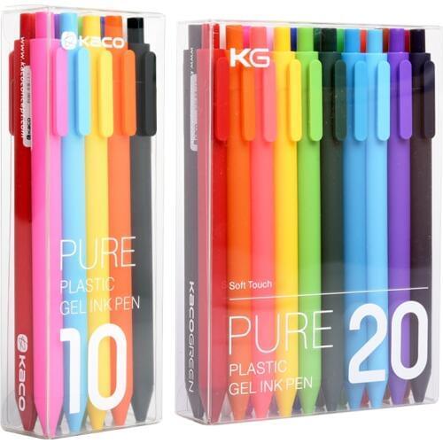 10/20Pcs KACO PURE Series Colorful Gel Pen with 0.5mm Colorful Refill Kawaii Neutural Gel Pens for Student Drawing Writing