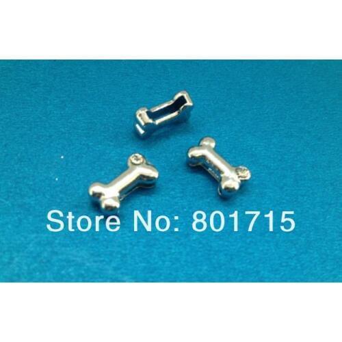 100pcs 8mm zinc alloy with one piece of rhinestone Bone Slide Charms DIY charms Wholesale Fit Pet Collars Wristbands Belts