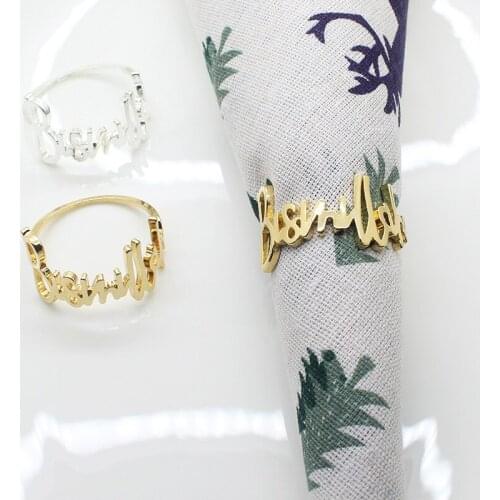 2/6/12Pcs Alloy Metal Napkin Rings Serviette Rings Napkin Holder For Wedding Table Decoration Christmas Party Dinner Table Decor