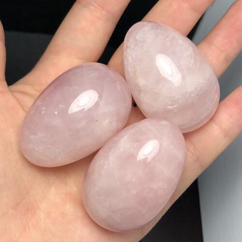 3pcs Natural rose pink quartz egg shape rock stone and Crystal Mineral Powder crystal reiki Healing for home Decor
