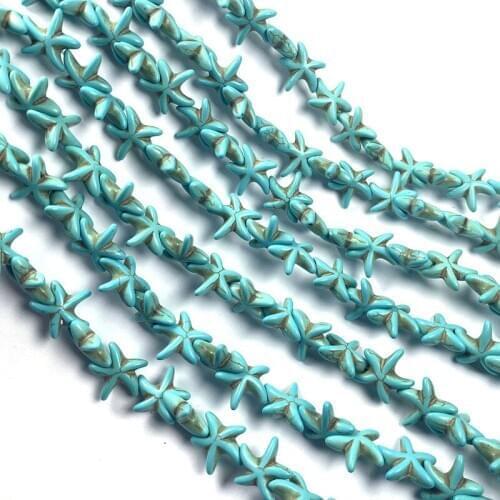 37pcs Sea star natural stone beads Blue Turquoises bracelet necklace jewelry for DIY jewelry birthday gift size 14mm