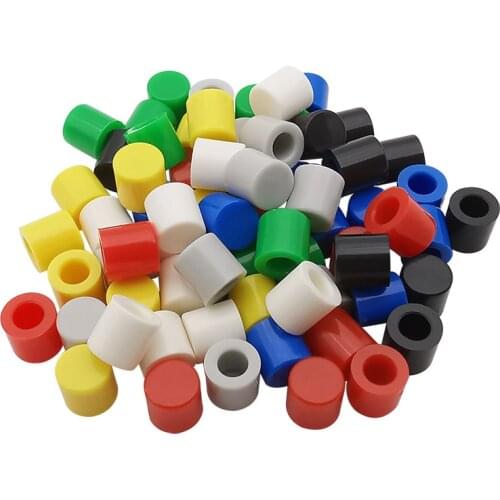 70Pcs Plastic A56 Button Cap Switch Hat Cover Kits for 6x6mm Tactile Push Button Switch Red Black Blue Green White Grey Yellow