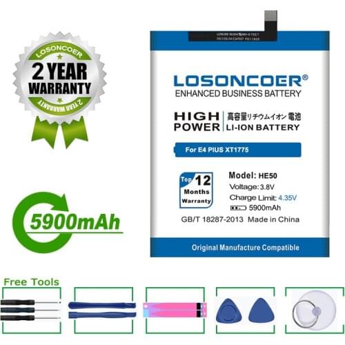 LOSONCOER Battery 5900mAh HE50 For Motorola Moto E4 Plus XT1775 XT1770 XT1771 Battery SNN5989A