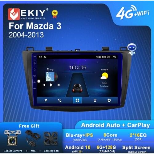 EKIY 9' IPS Android 9.0 Auto Radio Car Multimedia For MAZDA 3 2009 2010 2011 2012 GPS Navi Navigation BT Stereo Audio 4G Player
