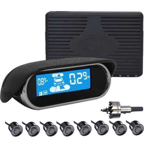 Car Parking Sensors 8 Weatherproof Rear Front View Reverse Backup Radar Kit System LCD Display Monitor for skoda for BMW