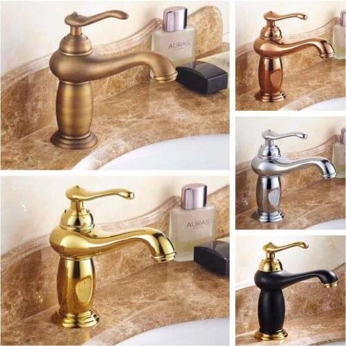 Free Shipping New arrival Bathroom gold Basin Faucet Gold finish Brass Water Mixer Tap with ceramic torneiras para banheiro