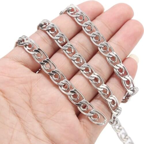 7MM width New style 2M/5M Mens chain 316L Stainless Steel Silver Chain Color for DIY jewelry making