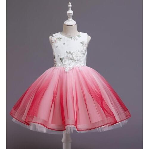 Floral Embroidery Baby Girls Dress Christmas Ceremony Clothing Tutu Party Elegant Kids Girl Wear Vestidos 3-10 Years