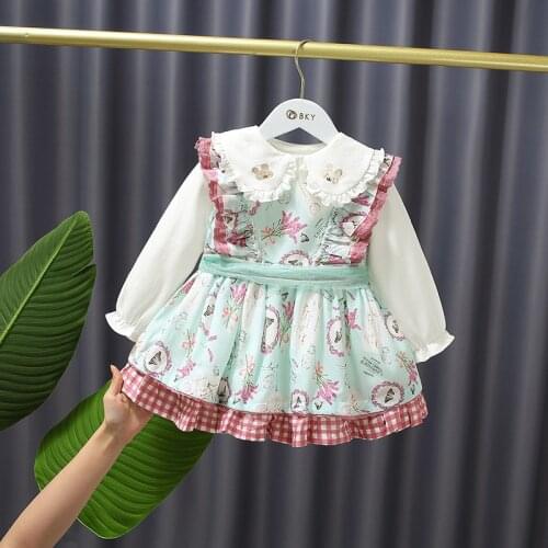 2021 Summer Childrens Flowers Princess Cute Print Dress Infant Bowknot Dress + Short Pants Birthday Party 2pcs Suits Kids