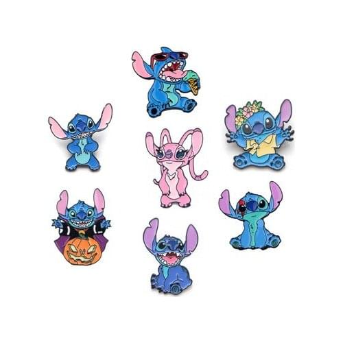 Disney Stitch 99841 Fashion Anime Action Figures Cartoon Products Accessories Brooch Unisex Birthday Gifts