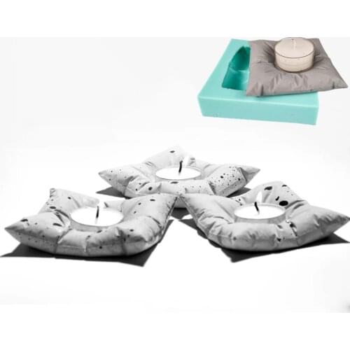 Pillow Shape Concrete Candle Holder Silicone Molds Square Candlestick Cement Mould DIY Plaster Crafts Home Decoration Tools