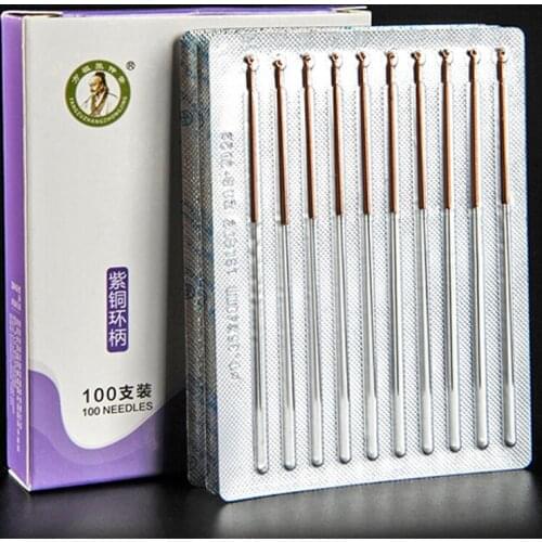 100PCS Sterile Copper Handle Acupuncture Needle Meridian Health Without Tube Chinese Doctor Medicine Accupuncture