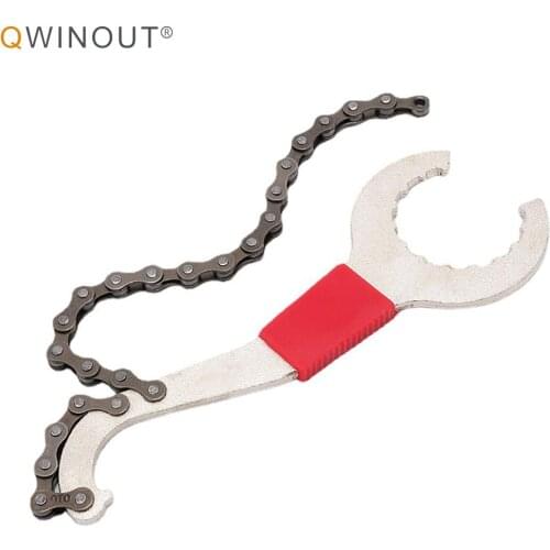 QWINOUT Bicycle Repair Tool for MTB Road Bikes Chain Whip Bottom Bracket Freewheel Wrench Repair Convenient Remover