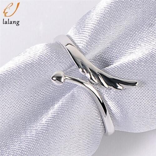 Korean Version Elegant Silver Cute Angel Wings Shape Ring Cuff Opening Adjustable Rings Gift Jewelry