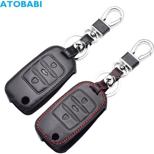 Leather Car Key Case For Changan EADO XT Chang An CS75 CS35 3 Buttons Folding Remote Control Fobs Cover Keychain Bag Accessories