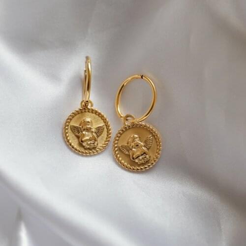 Joolim High Quality PVD Gold Finish Round Angel Hoop Earring Trendy Jewelry